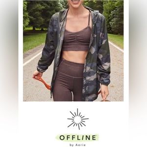 Aerie Offline Women’s Small Lightweight Camo Hooded Full Zip‎ Windbreaker
